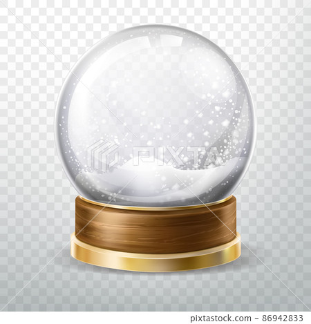 Realistic crystal globe set with fallen snow, gift 86942833