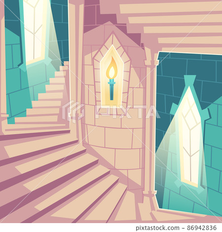 Spiral staircase in castle upward stairs in palace 86942836