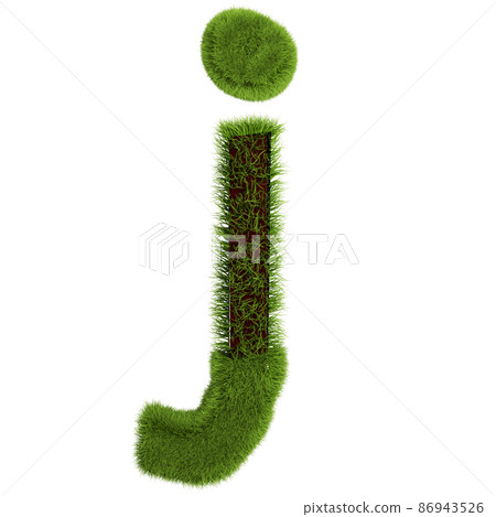 Green Grass Letter J isolated On White Background. Font For Your Design. 3D Illustration 86943526