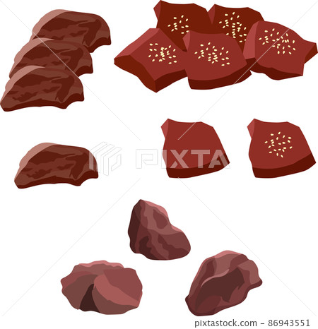 生肝、牛肉、豬肉、雞肉成分圖像插圖矢量 86943551