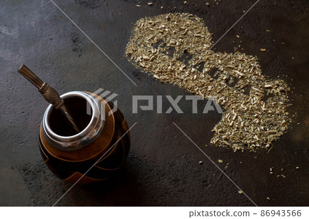 Shape of Paraguay made of yerba mate Shape of Paraguay made of yerba mate 86943566