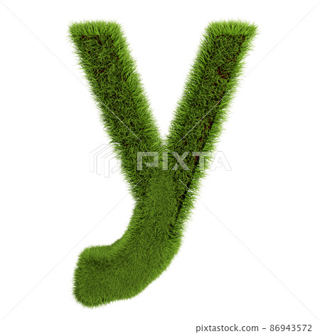 Green Grass Letter Y isolated On White Background. Font For Your Design. 3D Illustration 86943572