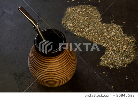 Shape of Paraguay made of yerba mate 86943582