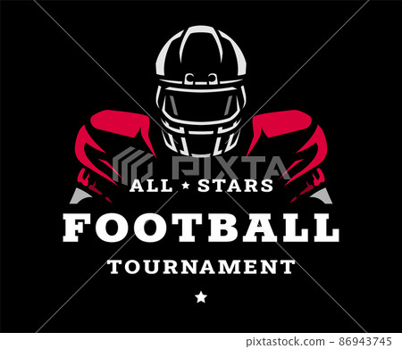 American Football tournament emblem, logo on a dark background. Vector illustration. American Football tournament emblem, logo on a dark background. Vector illustration. 86943745
