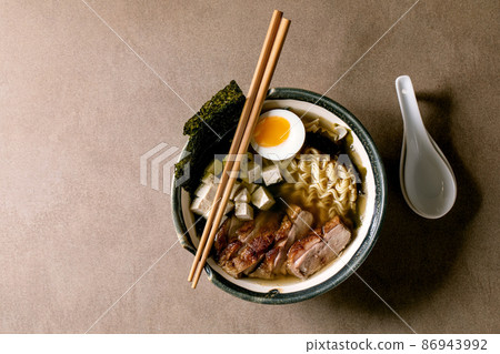 Asian style soup ramen with noodles and duck breast Asian style soup ramen with noodles and duck breast 86943992
