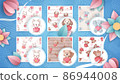Set cartoon character animal and seamless pattern. 86944008