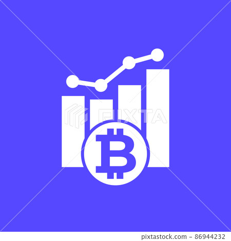 bitcoin growing icon with a chart, vector 86944232