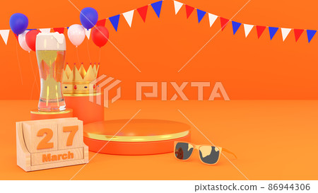 King's Day Celebrate Podium 3d rendering., King's Birthday in the Netherlands. 86944306