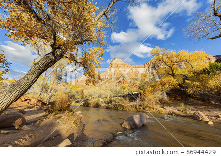 Daytime view of the famous Zion National Park Daytime view of the famous Zion National Park 86944429