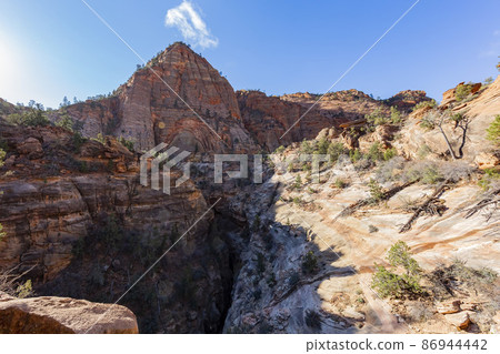 Daytime view of the famous Zion National Park 86944442