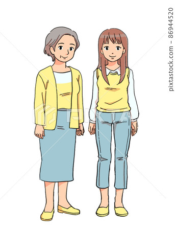 高級女性和年輕女性的插圖 高級女性和年輕女性的插圖 86944520