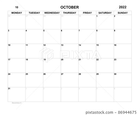 Planner for october 2022. Schedule for month. Monthly organizer for october 86944675