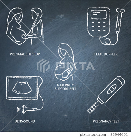 Gynecology and obstetrics chalkboard icons set 86944691