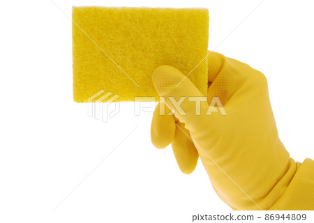 Rubber Glove and yellow Sponge 86944809