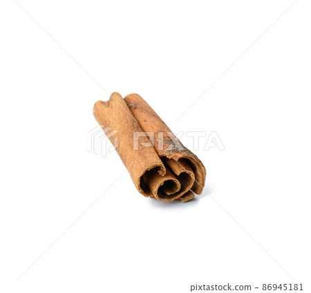dry brown cinnamon stick isolated on white background, spice dry brown cinnamon stick isolated on white background, spice 86945181