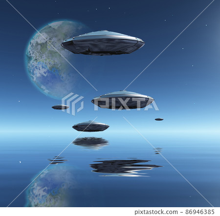 Terraformed Moon and Spacecrafts 86946385