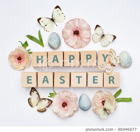 Easter composition on white backgrount Easter composition on white backgrount 86946877