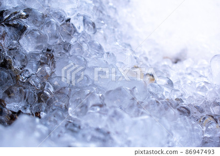 Frozen water drops in winter. 86947493