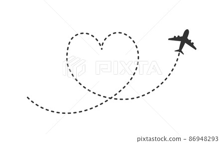 Airplane dotted path tracking vector illustration isolated on white Airplane dotted path tracking vector illustration isolated on white 86948293