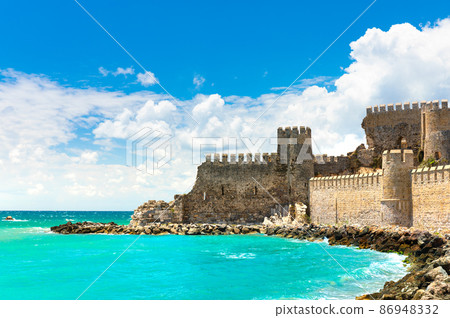 Panoramic view of the Mamure Castle in Anamur Town, Turkey 86948332
