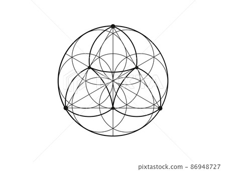 Seed Flower of life lotus icon, yantra mandala sacred geometry, tattoo symbol of harmony and balance. Mystical talisman, black lines vector isolated on white background 86948727