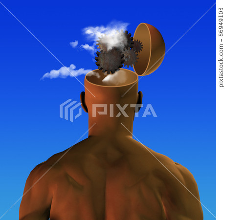 Man with cogwheels in head 86949103