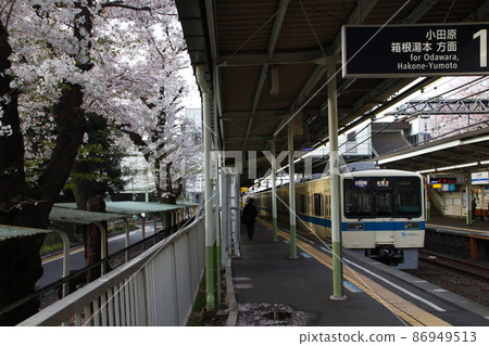 Odakyu Line 8000 passing through Zama Station 86949513