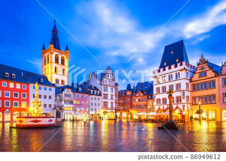 Hauptmarkt, the Main Market of Trier, Germany at night Hauptmarkt, the Main Market of Trier, Germany at night 86949612