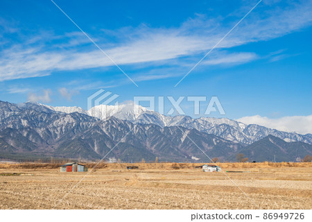 冬季北阿爾卑斯和安曇野風光 86949726