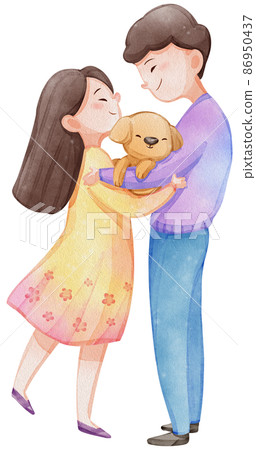 Hug dog and cat watercolor icon clip art png Hug dog and cat watercolor icon clip art png 86950437