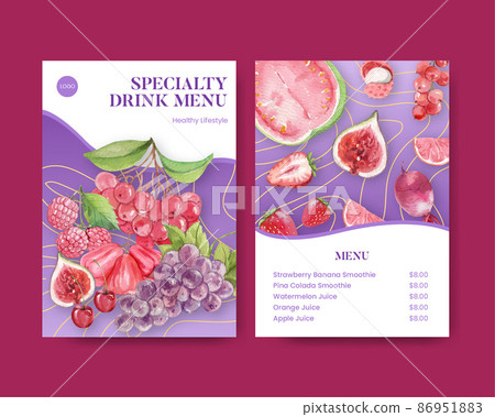 Menu template with red fruits and vegetable concept,watercolor style 86951883
