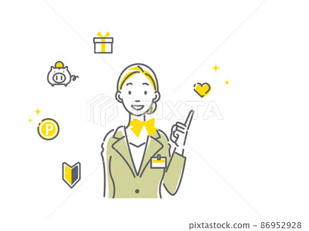 Female staff guiding with a smile Simple and stylish line art illustration Female staff guiding with a smile Simple and stylish line art illustration 86952928