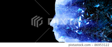 3d illustration of a profile of a low poly modeling person 3d illustration of a profile of a low poly modeling person 86953122