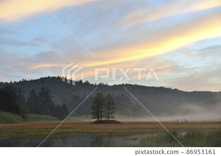 尾瀨的日出和大江沼澤的晨霧 86953161