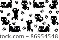 Doodle Cute Black Cat hand drawn Design for t-shirt, greeting card or poster design Background Vector Illustration. 86954548