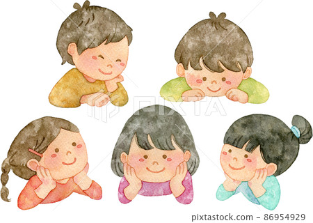 Illustration of children wearing cheeks Illustration of children wearing cheeks 86954929