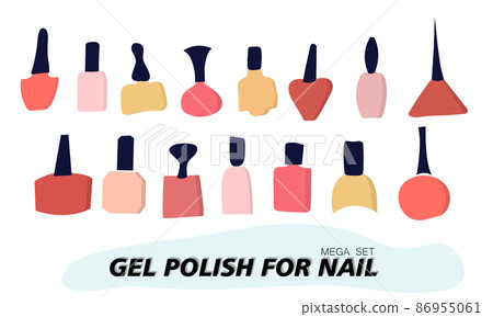 A set of jars with gel nail polish. Objects and materials for a beauty and fashion salon. Vector illustration. 86955061