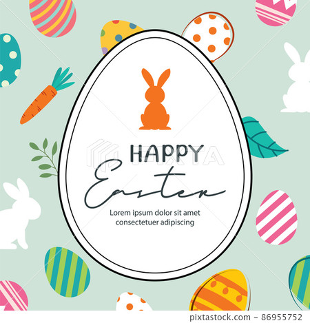 Happy easter egg greeting card background template.Can be used for social media, invitation, ad, wallpaper,flyers, posters, brochure. Happy easter egg greeting card background template.Can be used for social media, invitation, ad, wallpaper,flyers, posters, brochure. 86955752