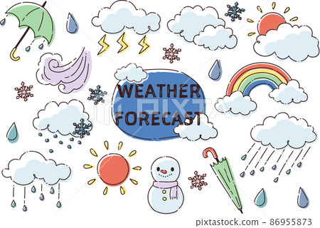 A set of cute weather illustrations that are easy to use for children A set of cute weather illustrations that are easy to use for children 86955873