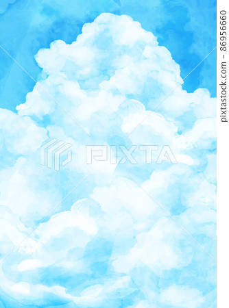 Watercolor vector illustration background of blue sky and cumulonimbus Watercolor vector illustration background of blue sky and cumulonimbus 86956660