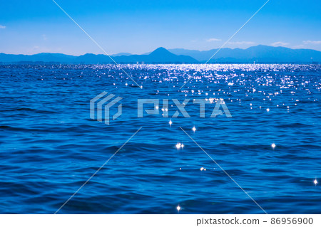 The sparkling water surface of Lake Biwa The sparkling water surface of Lake Biwa 86956900