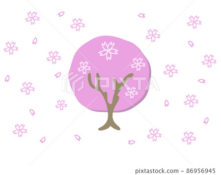 Illustration of cherry tree and hanafubuki Illustration of cherry tree and hanafubuki 86956945