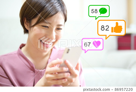 How nice! Image of a woman who is pleased with How nice! Image of a woman who is pleased with 86957220