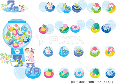 July Gacha-Gacha/Capsule Toy Style Illustration Set | Tanabata, Morning Glory, and July Seasonal Materials July Gacha-Gacha/Capsule Toy Style Illustration Set | Tanabata, Morning Glory, and July Seasonal Materials 86957385