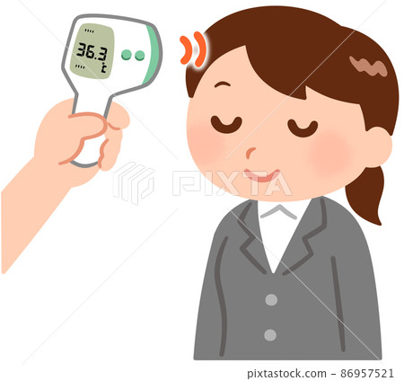穿著西裝測量溫度的女性 穿著西裝測量溫度的女性 86957521