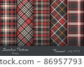 Set Retro Tartan Seamless Pattern. 86957793