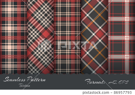 Set Retro Tartan Seamless Pattern. Set Retro Tartan Seamless Pattern. 86957793