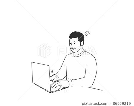 Frustrated man during remote work Frustrated man during remote work 86959219