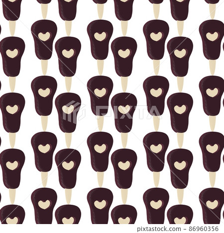 A pattern of favorite popsicle ice cream chocolate flavor on a white background. 86960356