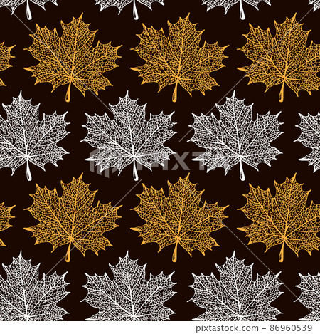 Maple leaf silhouette pattern, seamless maple... - Stock Illustration ...